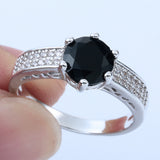 Black Round CZ Solitaire Pave Ring