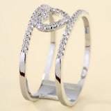 Pave CZ Open Heart Double Band Ring