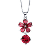 Ruby-Red CZ Flower Jewelry Set