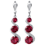 Ruby-Red CZ Swirl Drop Jewelry Set