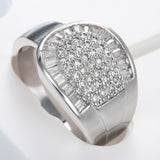 Pavé CZ Shield Top Wide Band Ring