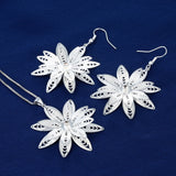 Lotus Flower Pendant Necklace and Earrings Set