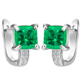 Ruby-Red Cushion CZ Solitaire Leverback Earrings