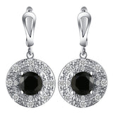 Black Round CZ Disc Halo Jewelry Set