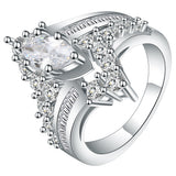 Marquise CZ Chevron Crown Band Ring