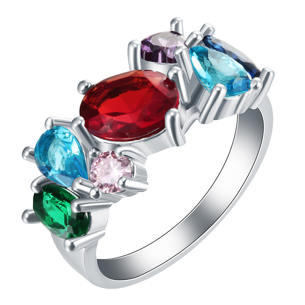 Multicolor Mixed-Cut CZ Cluster Ring