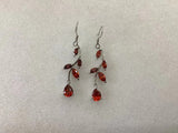 Purple CZ Vine Leaf Drop Earrings