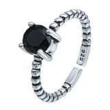 Black CZ Antique Rope Band Ring