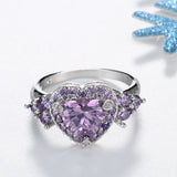 Lavender Heart CZ Pavé Cluster Ring