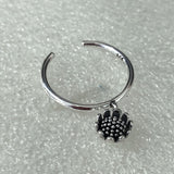 Lotus Flower Charm Open Cuff Ring