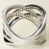 Crisscross CZ Pave Wide Band Ring
