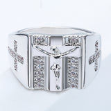 Pave CZ Crucifix Cross Signet Ring