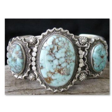 Turquoise-Look Three-Stone Western Cuff Ring