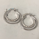 Double Crescent CZ Small Hoop Earrings
