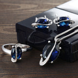 Sapphire-Blue Oval CZ Swirl Jewelry Set