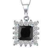Black Square CZ Starburst Halo Jewelry Set