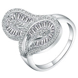 Baguette CZ Double Loop Swirl Ring