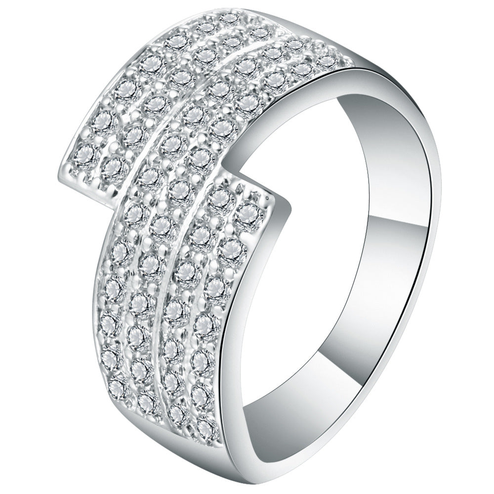 Triple-Row Pavé CZ Bypass Ring