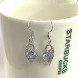 Clear CZ Swirl Ribbon Hook Drop Earrings