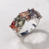 Multicolor Pear CZ Cluster Band Ring