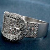 Pavé CZ Belt Buckle Wide Ring
