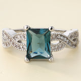 Teal Princess CZ Twisted Pavé Ring