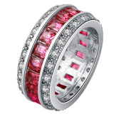 Ruby-Red Princess CZ Channel Eternity Band