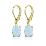 Opal-Look Oval Leverback Drop Earrings