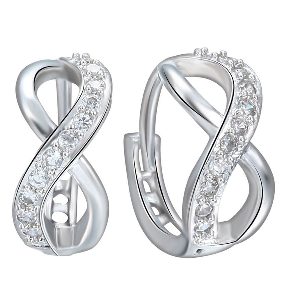 Infinity Loop CZ Pave Hoop Earrings
