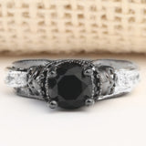 Black CZ Skull Gothic Engagement Ring