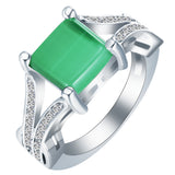 Jade-Look Green Square Split-Shank Ring