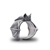 Black Bat Wing Open Wrap Ring