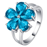 Aqua CZ Flower Drop Jewelry Set