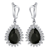 Black Pear CZ Halo Jewelry Set
