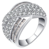 Crossover Pave and Baguette CZ Wide Ring