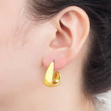 Chunky Gold Teardrop Hoop Earrings