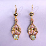Red CZ Wreath Circle Drop Earrings