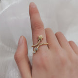 Snake Wrap CZ Dainty Open Ring