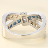 Blue and Yellow Princess CZ Bow Ring
