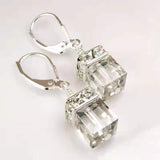 Green Cube Crystal Rondelle Drop Earrings