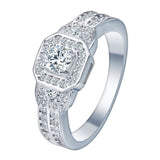 Round CZ Octagon Halo Pavé Ring