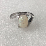 Opal-Look Rectangle Bypass Pavé Ring