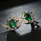 Emerald-Green CZ Twin Flower Bypass Ring