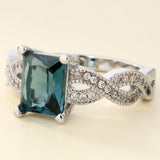 Teal Princess CZ Twisted Pavé Ring