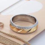 Two-Tone Diagonal Stripe Band Ring