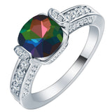 Rainbow Mystic Cushion CZ Pavé Ring