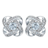 Clear CZ Love Knot Swirl Stud Earrings