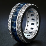 Sapphire-Blue Baguette CZ Channel Band Ring