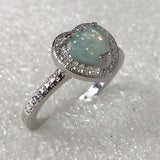 Aqua Opal-Look Heart Halo Ring