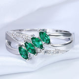 Emerald-Green Marquise CZ Four-Stone Ring